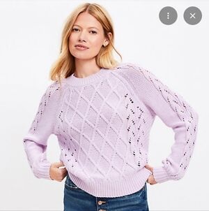 LOFT Women's Textured Crew Neck Sweater - Lavender